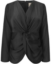 Smart and Joy - Satin Blouse With Twisted Bow – Long Sleeves - Lyst