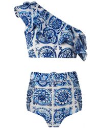Nur Karaata - Cliantha Bleu Blanc Bikini Set - Lyst