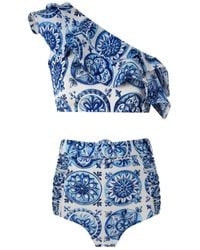 Nur Karaata - Cliantha Bleu Blanc Bikini Set - Lyst