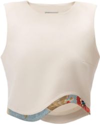 Rondooz - Hand Painted Crepe Crop Top With Gobelin Jacquard & Hand Applied Embellishment - Lyst