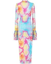 No'design - Sheer Midi Dress With Ruffled Sleeves - Lyst