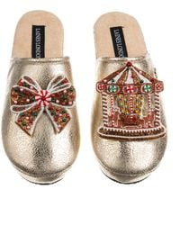 Laines London - Softie Slippers With Christmas Gingerbread Bow & Carousel Brooches - Lyst