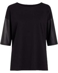 Conquista - Faux Leather Detail Top - Lyst