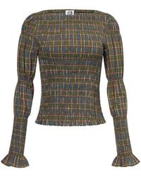 Amy Lynn - Iris Pure Cotton Plaid Smocked Top - Lyst