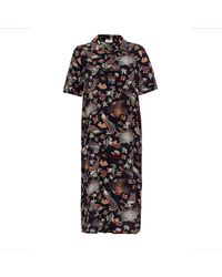 anou anou - Peacocks In Botany Print Buttoned Shirt Dress - Lyst