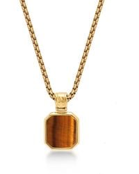 Nialaya - Necklace With Square Tiger Eye Pendant - Lyst