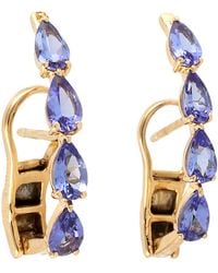Artisan - Pear Cut Tanzanite Gemstone Stud Earrings In Solid 18k Yellow Gold Designer Jewelry - Lyst