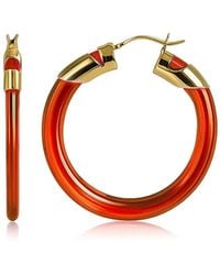 Gold & Honey - Garnet Classic Flat Lucite Birthstone Hoop Earrings - Lyst