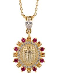 Ebru Jewelry - Pink & Gold Virgin Marry Diamond Pendant Necklace - Lyst