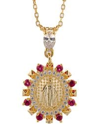 Ebru Jewelry - Pink & Gold Virgin Marry Diamond Pendant Necklace - Lyst