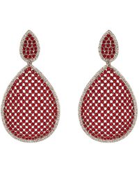 Michael Nash Jewelry - Angela Ruby And Diamond Cubic Zirconium Pierced Earrings - Lyst