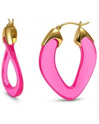 Gold & Honey - Tourmaline Curb Link Lucite Birthstone Hoop Earrings - Lyst