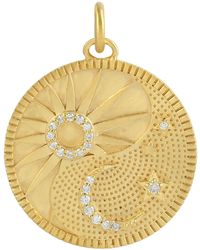Artisan - Natural Diamond Pave In 18k Yellow Gold Sun Moon Star Design Charm Pendant - Lyst