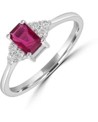 Artisan - Emerald Cut Ruby And Diamond Three-Stone Ring - Lyst