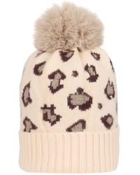 At Last - Neutrals Super Soft Chunky Cashmere Mix Hat With Pom Pom - Lyst
