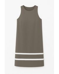 Conquista - Khaki Sleeveless Dress With Stripe Detail - Lyst