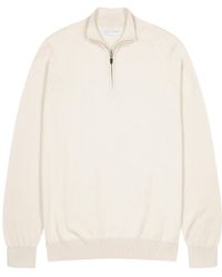 Paul James Knitwear - Neutrals Lightweight Cotton Foster Zip Neck Jumper - Lyst
