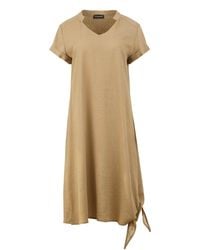 Conquista - Neutrals Midi Dress With Tie Detail - Lyst