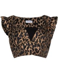 Circular Path - Crop Bustier Mini Puff Cap Sleeve Top - Lyst