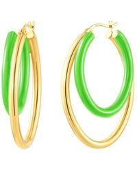 Gold & Honey - Double Oval Enamel Hoop Earrings - Lyst