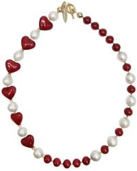 Farra - Freshwater Pearls With Heart Choker Necklace - Lyst
