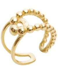 Spero London - Beaded Intercepting Circle Sterling Adjustable Ring - Lyst