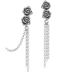 Unaloe - Purelei Sterling Drop Earrings – Double Rose & Chain – Handmade Italian Jewelry For - Lyst