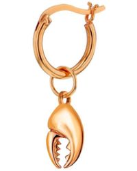 True Rocks 18kt Rose Gold-plated Mini Crab Claw On Rose Gold Hoop - Metallic