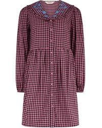 Sugarhill - Ondrea Short Smock Dress Rose Gingham Floral Embroidery - Lyst