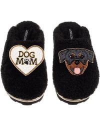 Laines London - Teddy Closed Toe Slippers With Dog Mum Mom & Rottweiler Brooches - Lyst
