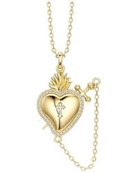 Vanimy - Flaming Heart With Dagger Necklace - Lyst