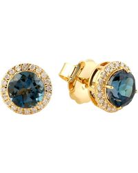 Artisan - Natural Diamond Topaz Stud Earrings 18k Yellow Gold - Lyst