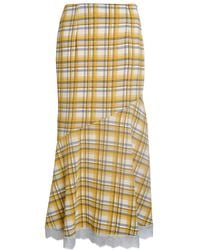 Amy Lynn - Sunnie Plaid Asymetric Lace Trim Skirt - Lyst