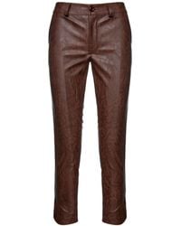 Conquista - Chocolate Faux Moire Leather Pants - Lyst