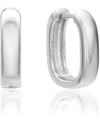 Lily & Roo Silver Thick Squared Hoop Earrings - Metallic