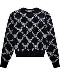 X Ilona Blue - Graffiti Teddy Bear And Reversible Jacquard Knit Sweater - Lyst