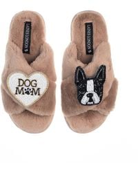 Laines London - Classic Laines Slippers With Buddy The Boston Terrier & Dog Mum Mom Brooches - Lyst