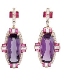 Artisan - 14K Amethyst, Ruby, Sapphire & Diamond Art Deco Earrings - Lyst