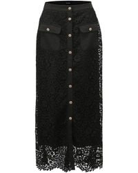 Smart and Joy - Lace And Center Buttons Straight Midi Skirt - Lyst