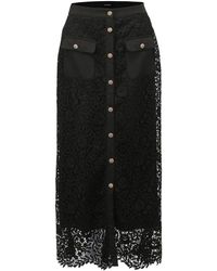 Smart and Joy - Lace And Center Buttons Straight Midi Skirt - Lyst