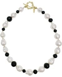 Farra - Baroque Pearls With Obsidian Chunky Necklace - Lyst