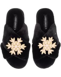 Laines London - Classic Laines Christmas Collection Slippers With Double Snowflake Brooches - Lyst