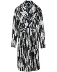 Conquista - Long Wool Blend Jacquard Style Coat - Lyst