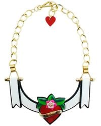 Gissa Bicalho - Handmade Acrylic Necklace Ribbon & Heart - Lyst