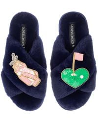 Laines London - Classic Laines Slippers With Golf Lover Brooches - Lyst