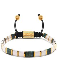 Nialaya - Bracelet With White, Patina Green And Gold Miyuki Tila Beads - Lyst