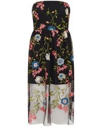 Sour Figs - Floral-Embroidered Strapless Midi Dress - Lyst