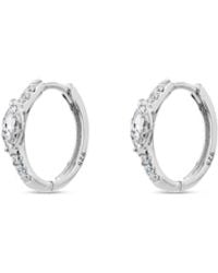 SALLY SKOUFIS - Natural Huggie Earrings With Made Cz Diamond Stimulant - Lyst