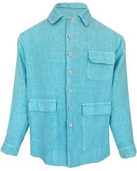 Haris Cotton - Linen Jacket With Front Pockets Crystal - Lyst