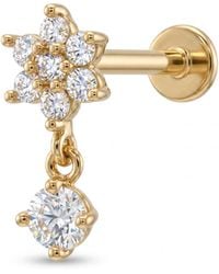 Zahav Jewelry - 14K Solid 18G 8Mm Flower Round Cz Cluster Flat Back Stud - Lyst